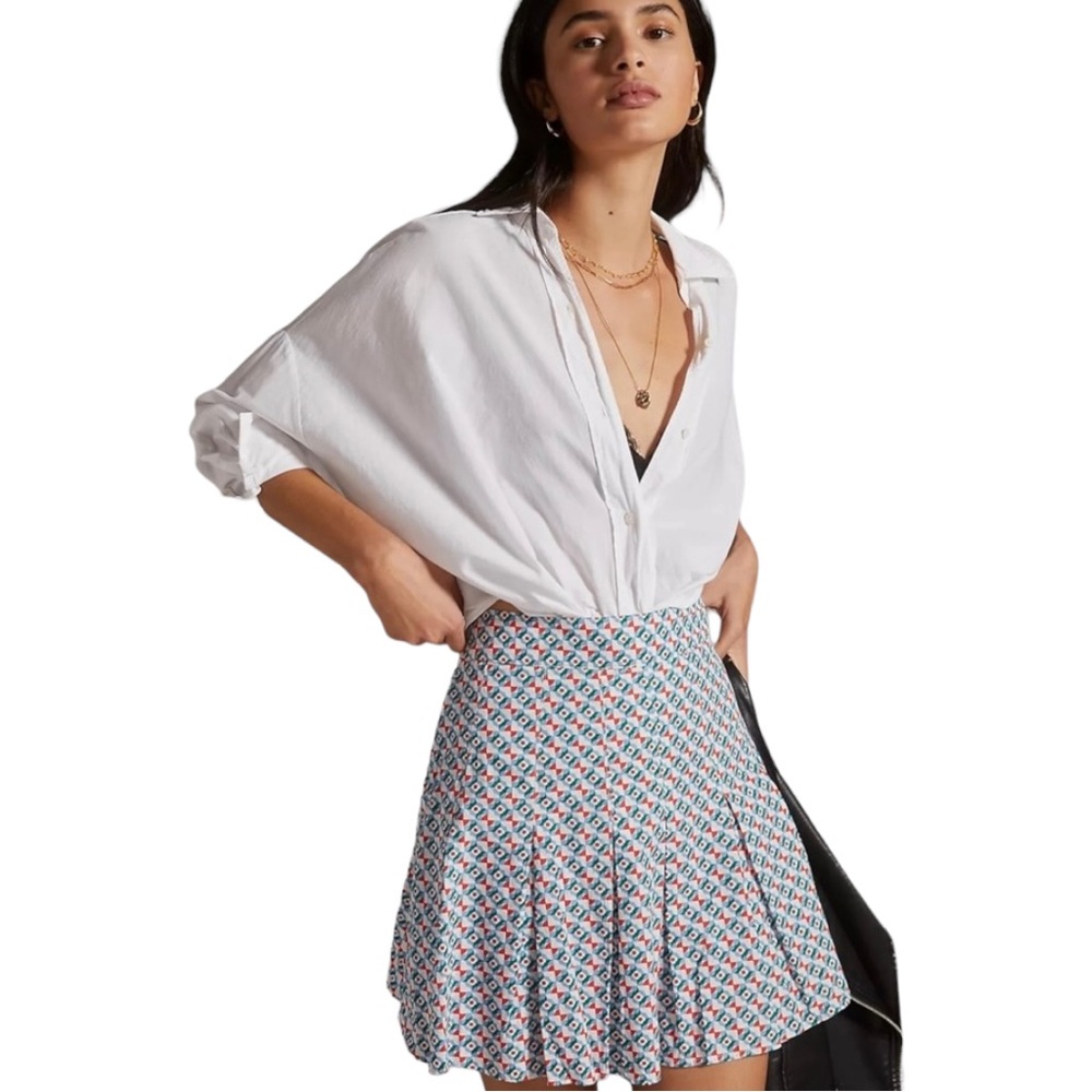 NWT Maeve Anthropologie Pleated Mini Tennis Skirt Floral Size 8 Petite
